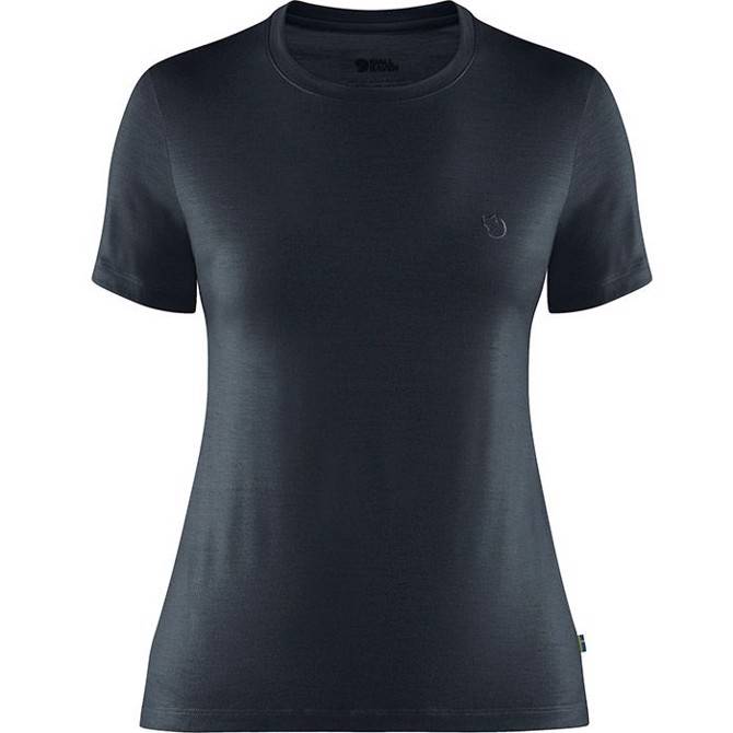 Fjällräven Abisko Wool Ss Kvinder / Damer-Dark Navy-L - T-Shirts