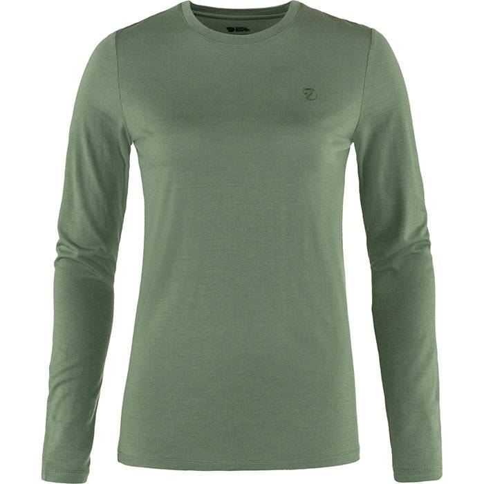 Fjällräven Abisko Wool Ls Kvinder / Damer-Patina Green-S - T-Shirts