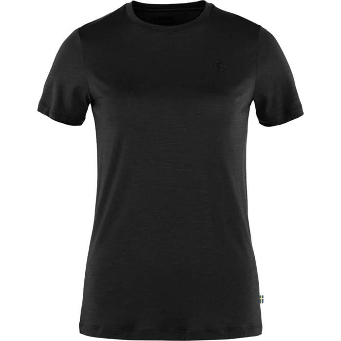 Fjällräven Abisko Wool Ss Kvinder / Damer-Black-M - T-Shirts