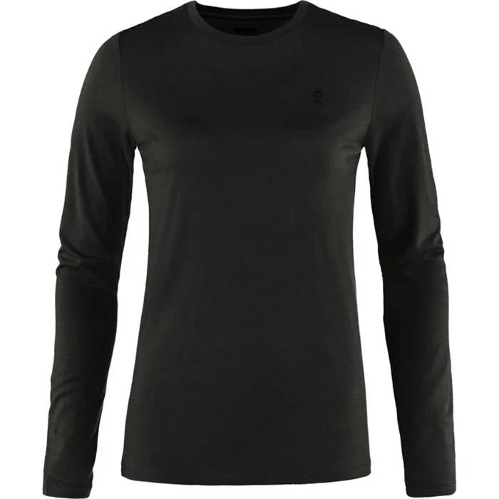 Fjällräven Abisko Wool Ls Kvinder / Damer-Black-L - T-Shirts