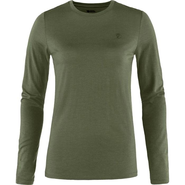 Fjällräven Abisko Wool Ls Kvinder / Damer-Laurel Green-S - T-Shirts
