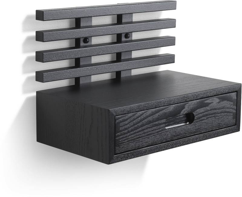 Sengebord/Natbord Oscarssons Möbel Zece Massiv Ask Sortbejdset Med Skuffe Og Hylde H31xb40xd25 Cm