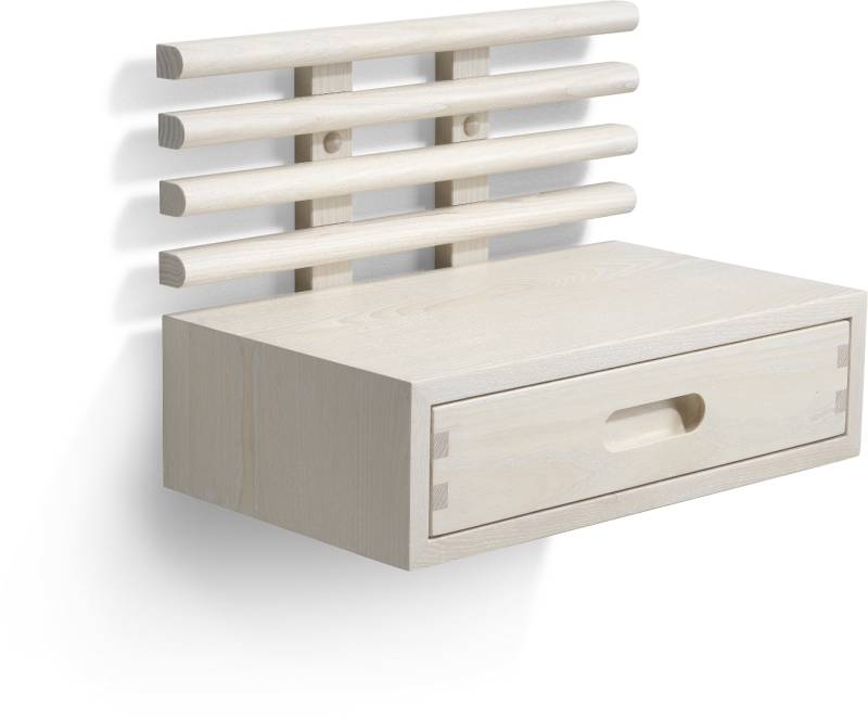 Sengebord Natbord Oscarssons Möbel Zana Massiv Hvidolieret Ask Med Skuffe H31xl40xd25 Cm