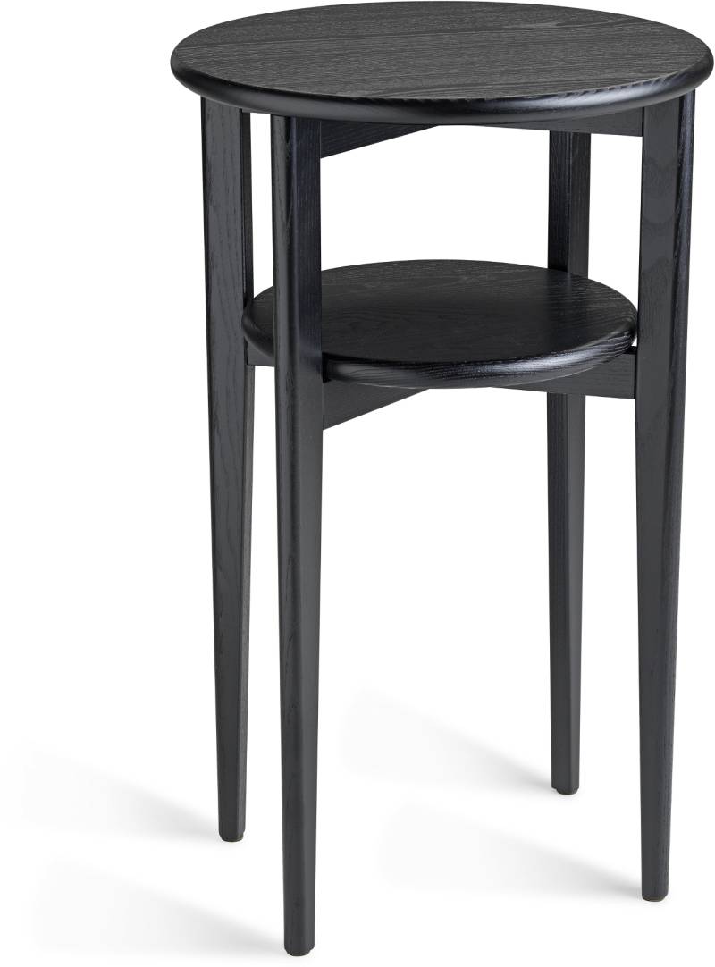 Sengebord Natbord Oscarssons Möbel Mira Massiv Sortbejdset Ask ø39 X H65 Cm 2 Niveauer