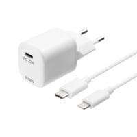 Usb-C Pd 20 W Vgoplader, 1 Meter Aftageligt Usb-C Til Lightning Kabel - Deltaco