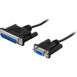 Deltaco Printer Cable Serial Db25ma-Db9fe, Black, 3m - Elvedes