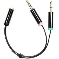Deltaco Lydadapter, 3,5mm Mikrofon Han Og 3,5mm Stereo Han Til 3,5mm