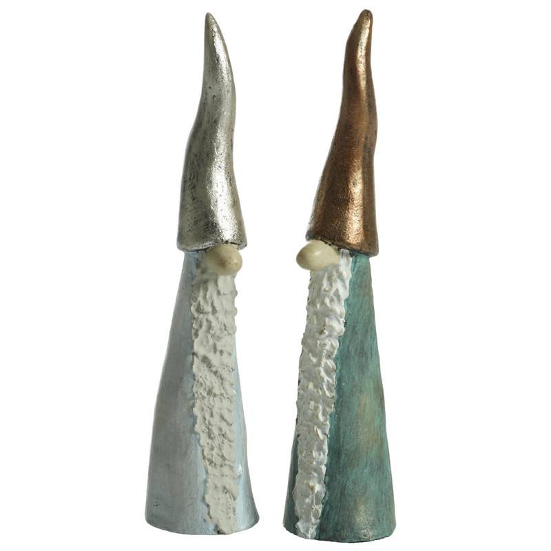 Nääsgränsgården - Nisser Med Metal Farvede Huer, Sæt á 2 Stk., H 15 Cm