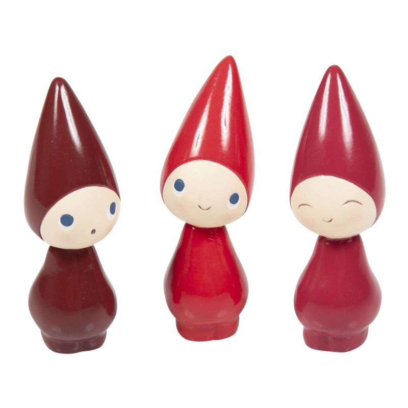 Peggy - 3 Små Fine Figurer I Røde Farver - Nääsgränsgården