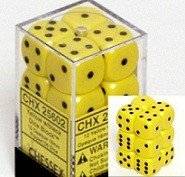 Dice - Terningesã¦t - 12 Stk. 6 Sidet (d6) - Opaque - Yellow With Black - !terninger & Tilbehã¸r