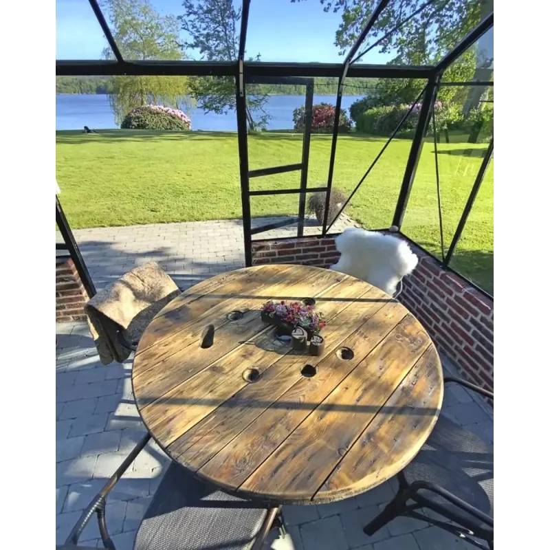 Kabeltromlen Havebord Af Kabeltromle Sort Stel ø120-125 Ude Olie - 960212
