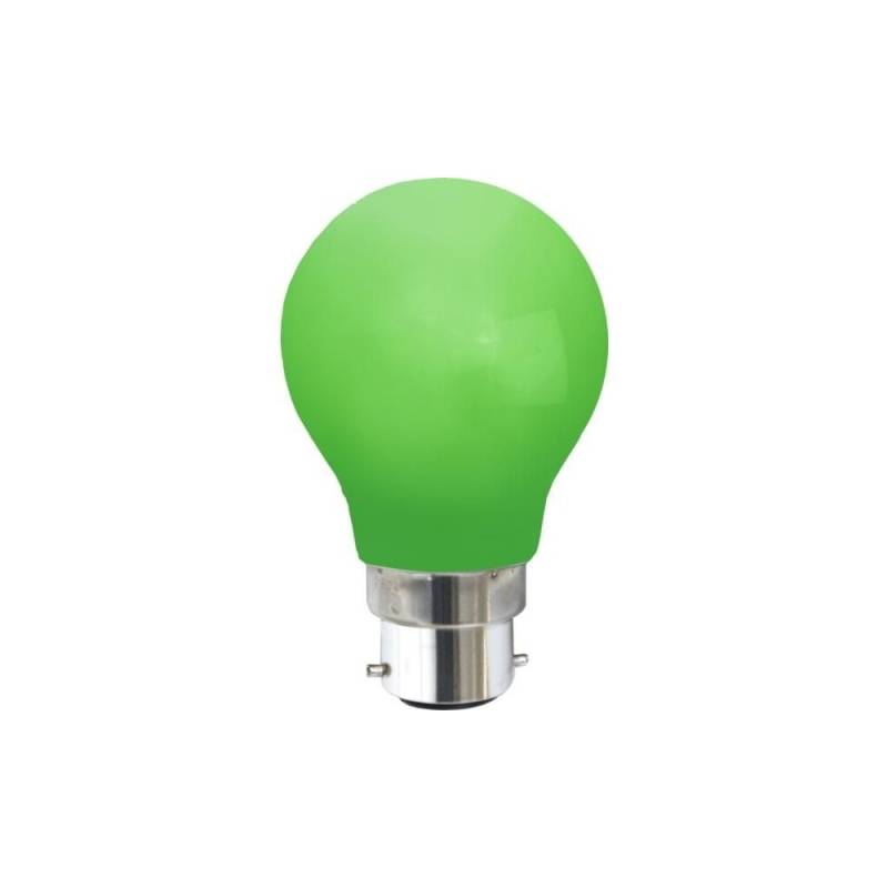 Outlet: Farvede B22 Led Pære På 1w I Grøn, ø55, 230v - 360°