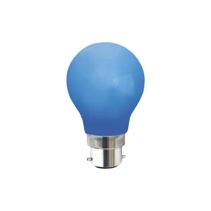 Farvede B22 Led Pære På 1w I Blå, ø55, 230v - 360°