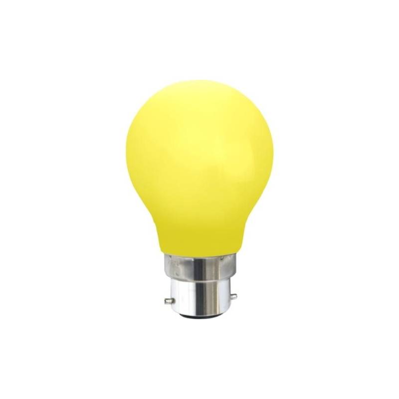 Outlet: Farvede B22 Led Pære På 1w I Gul, ø55, 230v - 360°