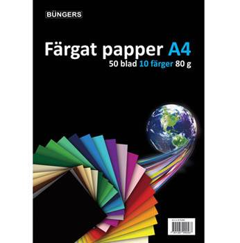 Farvet Papir A4 80 Gr. Ass. Farver (50) - Büngers