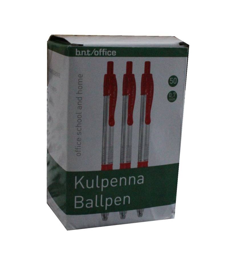 B.n.t/ Office Kuglepenne 0.7mm Pk á 50 Stk Rød