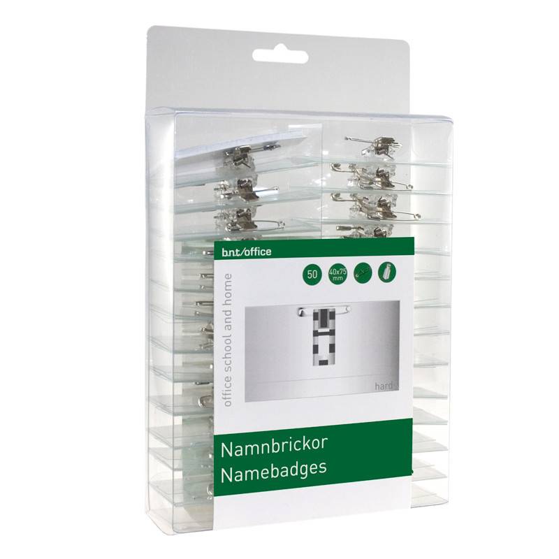 Navneskilt 40x75mm M/Clips Og Nål 50 Stk. - Bnt