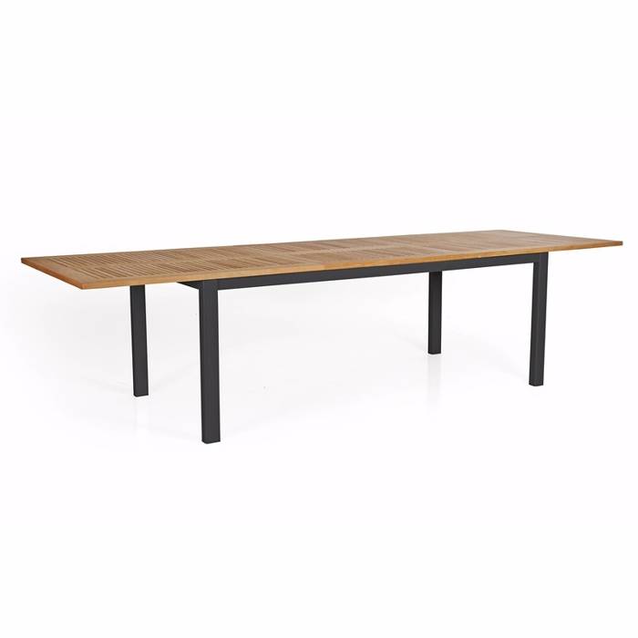 Lyon  Teak Bord 224 / 304 Cm Sort - Havebord - Brafab - Enggården Havemøbler