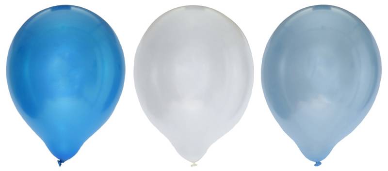 Balloner Metallic 8 Stk. - Hvid, Blå Og Lyseblå - Festkassen