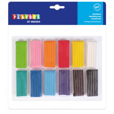 Playbox Clay/Modellervoks Ass. Farver 20g - 12 Stk