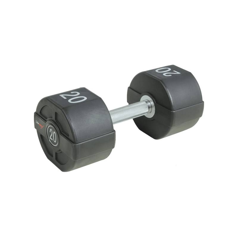 Lifemaxx Pu Håndvægt 26 Kg - Lige Riflet Håndtag - Udstyr Til Crossfit, Styrketræning Og Funktionel Fitness