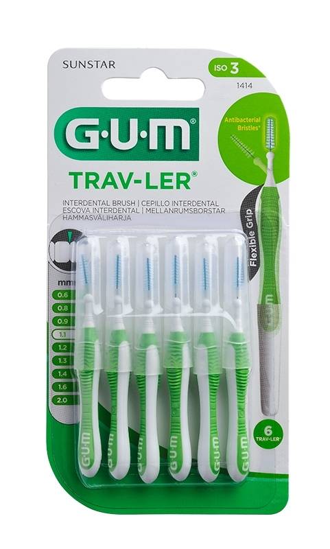 Sunstar Gum Trav-Ler Interdental Brush Iso 3 1,1mm Flexible Grib 6 Stk.