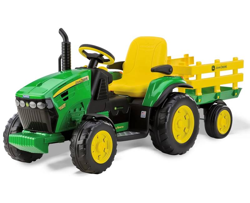 John Deere Ground Force El Traktor Med Anhænger Lithium 12v - Peg Perego