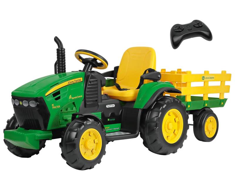 John Deere Ground Force El Traktor M/Anhænger+rc+lithium 12v - Peg Perego