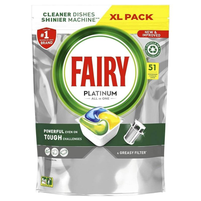 Fairy Platinum All In One Dishwasher Tablets Lemon 51 Stk