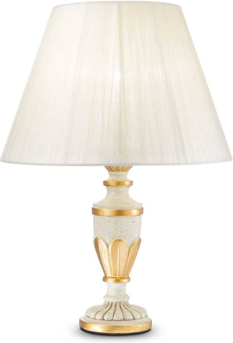 Bordlampe Ideal Lux Firenze Hvid Harpiks Med Antik Bladguld ø24xh35 Cm