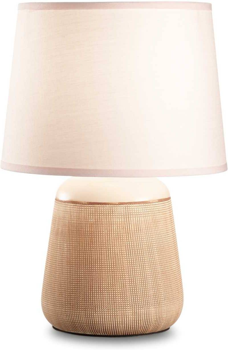 Bordlampe Ideal Lux Kali Hvid/Brun Keramik Tekstil ø20 X H28,5 Cm E14