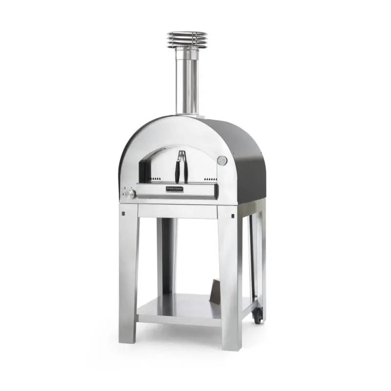 Fontana Forni Margherita Antracite Gas Pizzaovn Med Vogn