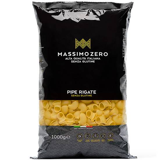 Pipe Rigate Pasta Uden Gluten, Massimo Zero, 1 Kg