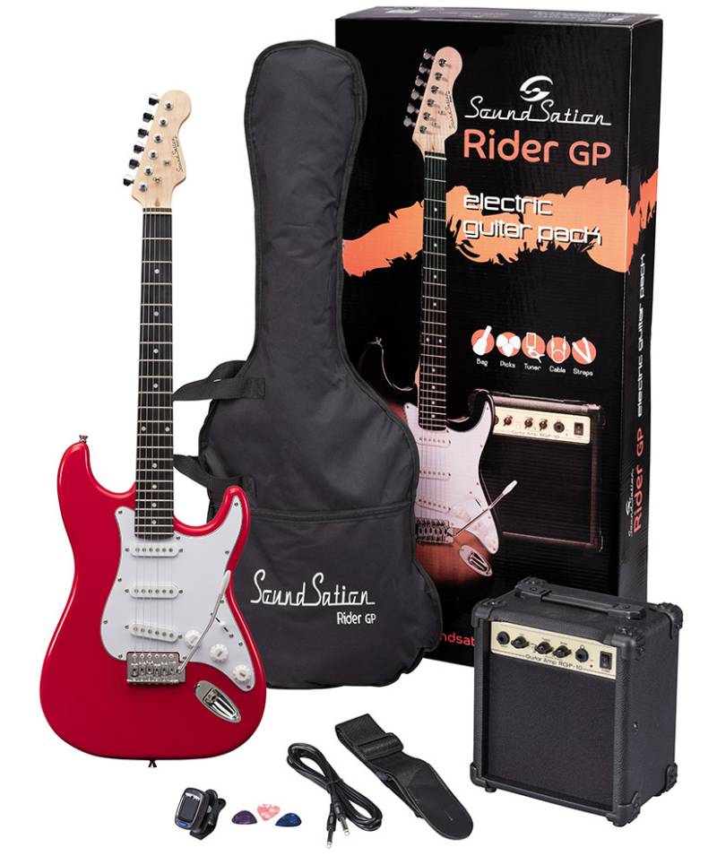 Soundsation Rider-Gp El-Guitar Pakke Til Begynder - Rød