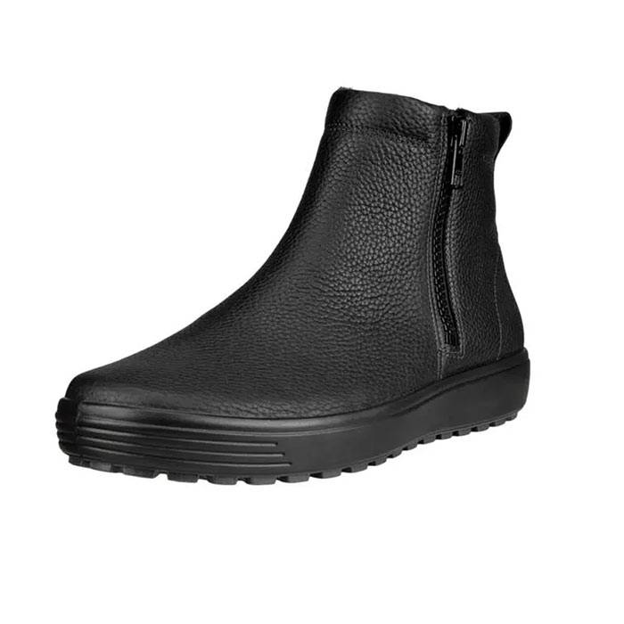 Ecco Soft 7 Tred Herre / Mænd, Black-44 - Læderstøvler Uden Snørebånd