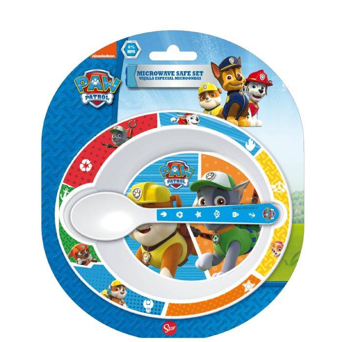 Paw Patrol Børne Service - Spisesæt I 2 Dele Til Børn - Rocky Og Rubble - Licens