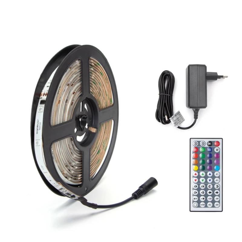 Led Rgb Led Strip Lys, 5m, 5050-30, 44-Knaps Controller - Aigostar