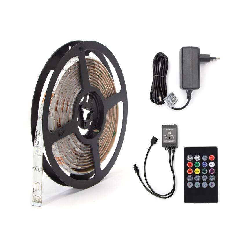 Led Musik-Synkroniseret Rgb Farveskiftende Stribelys, 3m 5050-30, 20-Knaps Controller - Aigostar