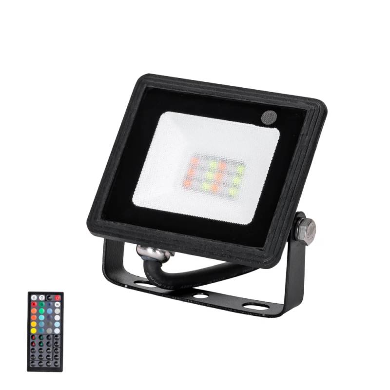 Rgb Led Projektør 10w Med 44-Knaps Controller & 30cm Ledning - Støbt - Aigostar