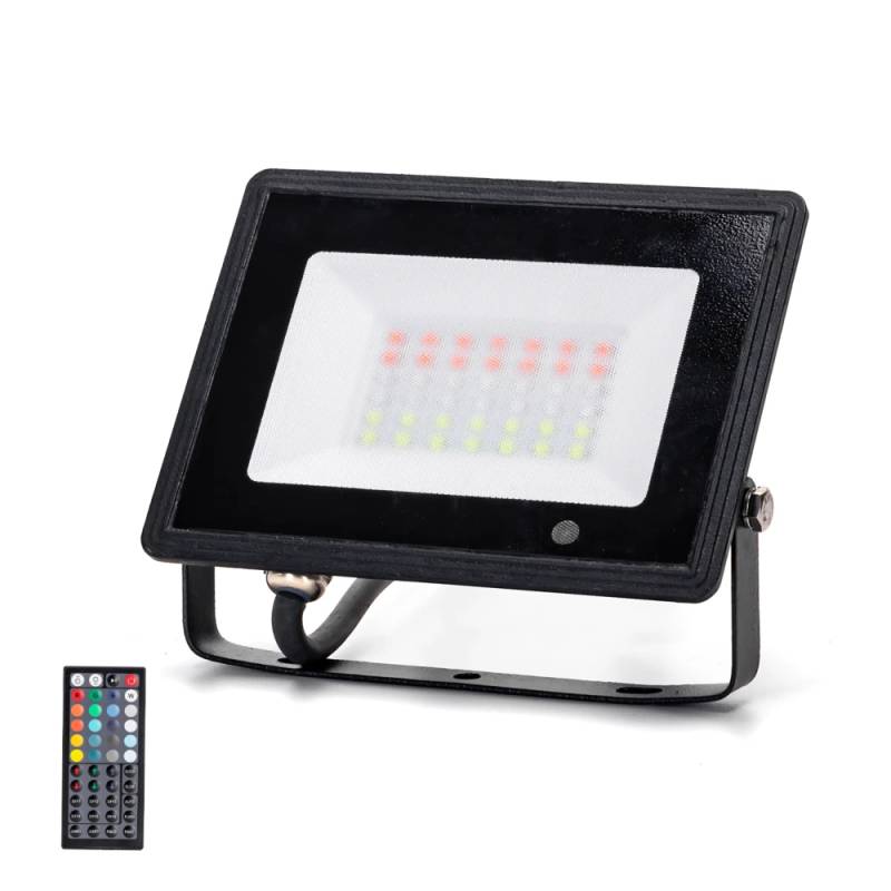 Rgb Led Projektør 30w Med 44-Knaps Controller Og 150cm Kabel - Støbt Med Stik - Aigostar