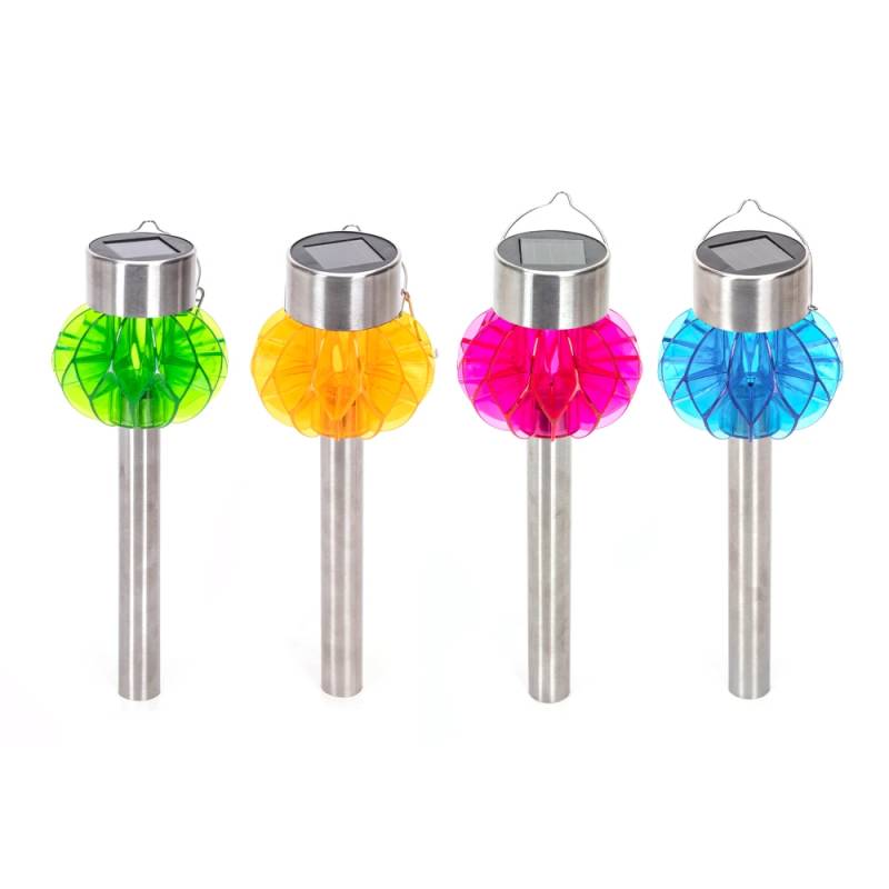 Led Solcellelampe - 08 Rustfrit Stål - Blandet Farvede Lanterner - Aigostar