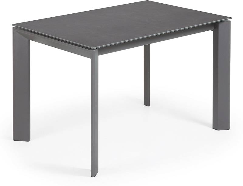 Spisebord Med Udtræk Kave Home Axis 120 - 180 Cm Mørkegrå Keramisk Bordplade Glas/Stålben