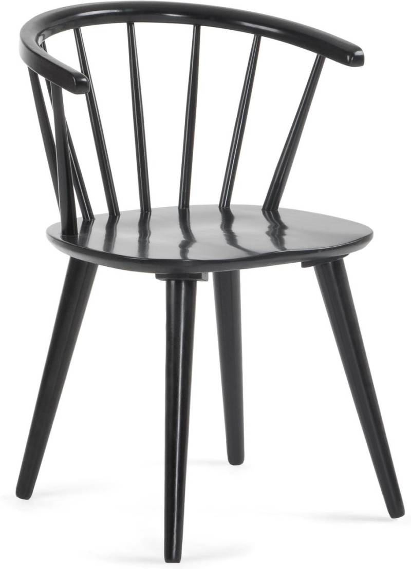 Spisebordsstol Kave Home Trise I Massiv Sort Gummitræ H77xb53xl54 Cm Klassisk Design