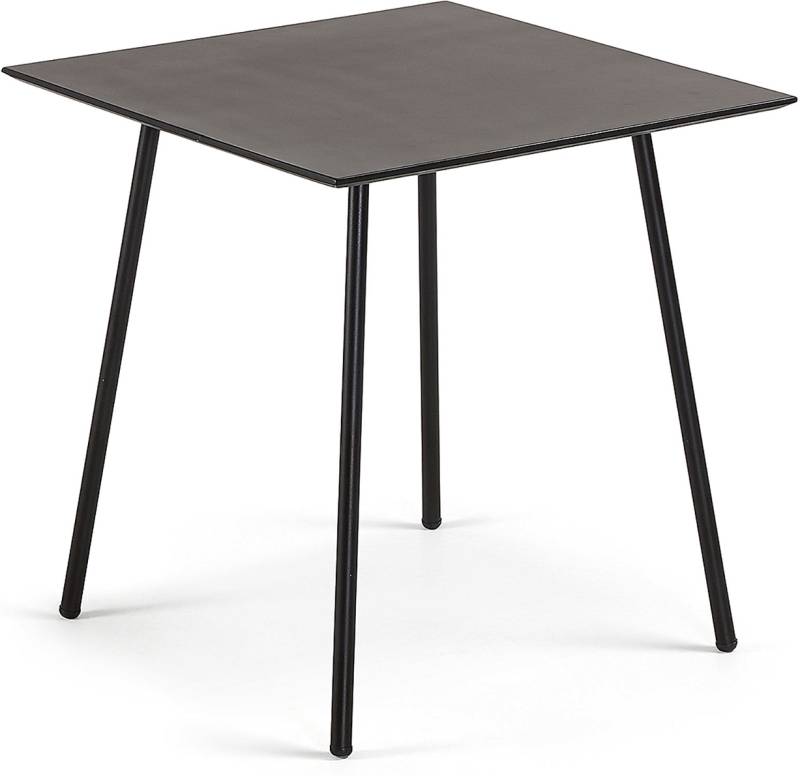 Udendørs Spisebord Kave Home Mathis Havebord 75x75 Cm Sort Cement Med Galvaniseret Stål