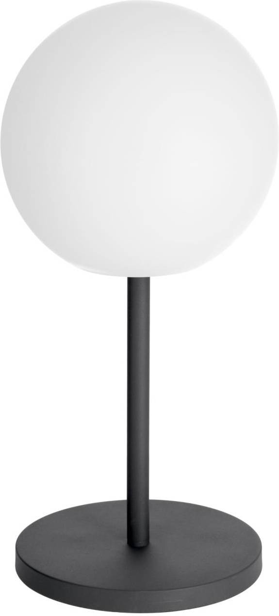 Bordlampe Kave Home Dinesh Led Nordisk Moderne ø30ã—64 Cm Sort Metalfod Med Hvid Skærm