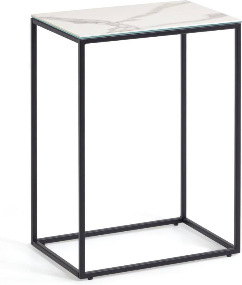 Sidebord Kave Home Rewena Hvid Keramisk Bordplade Stålbase 60x45x30 Cm