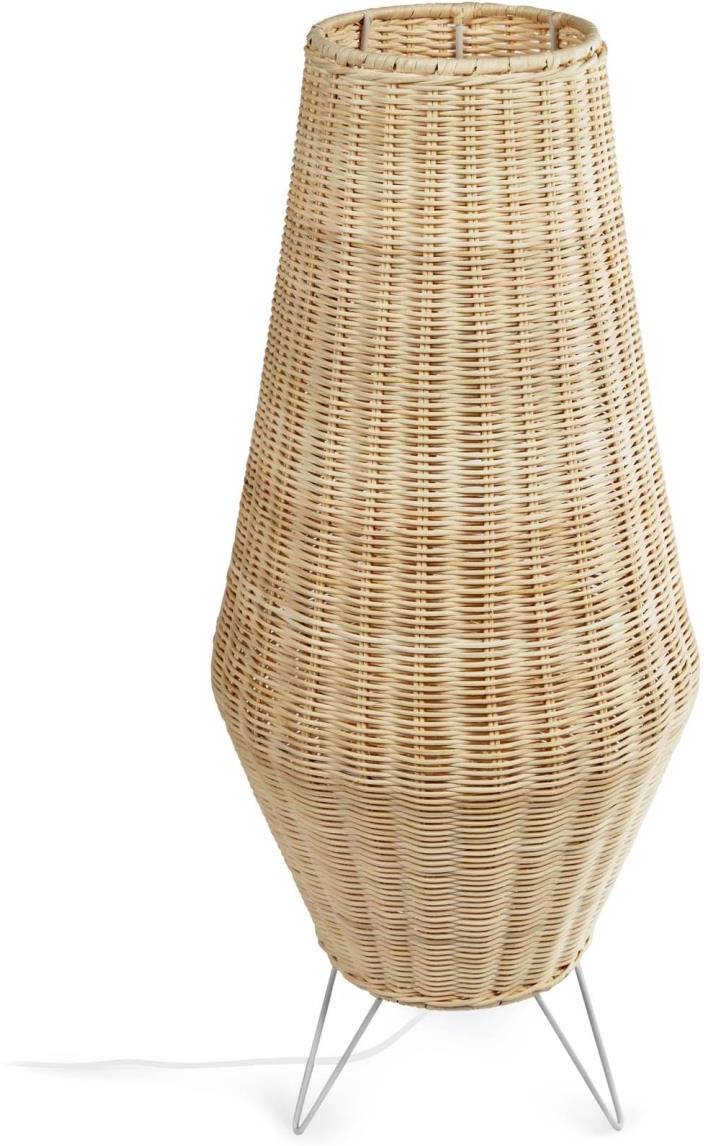 Bordlampe Kave Home Kamaria Håndvævet Rattan Og Metal, Rustik Kolonial Stil, ø30 Cm H70 Cm, Natur