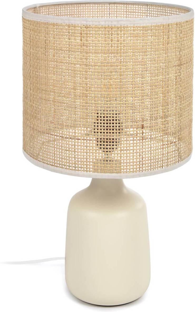 Bordlampe Kave Home Erna - Rustik Kolonial Keramik & Bambus H46 Cm Natur/Beige