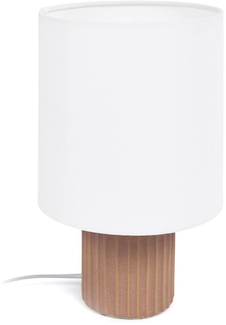 Bordlampe Kave Home Eshe, Rustik Terracotta Keramik Med Hvid Stofskærm, 28x17 Cm