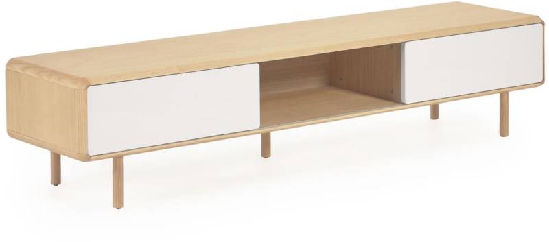 Tv-Bord Kave Home Anielle I Askefinér & Asketræ, Natur/Grå, H41 X B42 X L180 Cm
